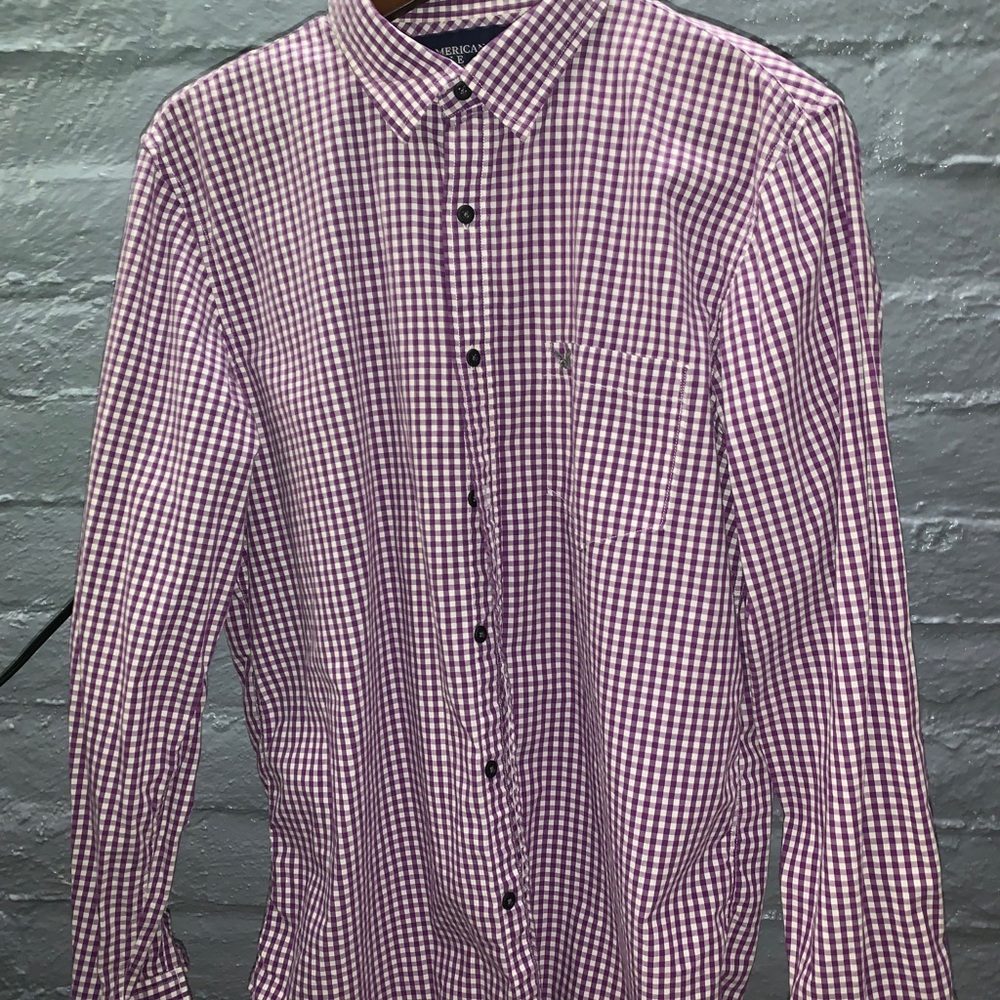 Purple checkered Button down - Picture 2 of 3